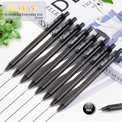 Sikao Black Gel Pens Bulk, 60 Pack Retractable Black Gel Ink Pens, 0.7mm Fine Point Smooth Writing No-Smear Gel Pens for Office, School, Teachers, Students & Restaurant Servers, Front Desks