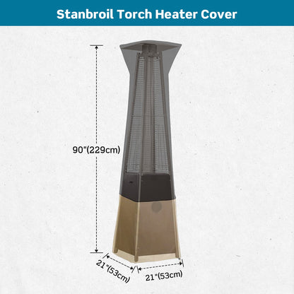 Stanbroil Pyramid Patio Heater Cover, Heavy Duty Waterproof Outdoor Heater Cover with Zipper, 21x21x90 Inch, Black&Camel