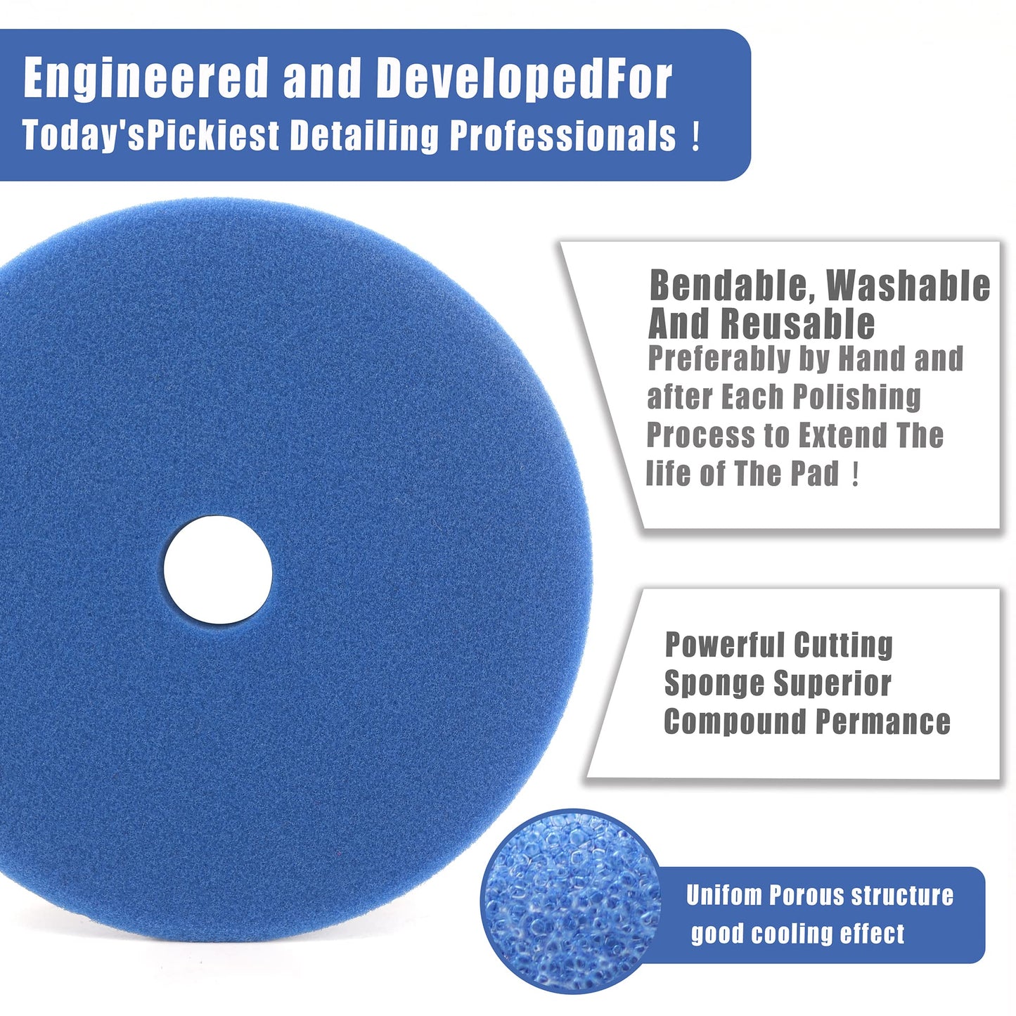 CAR'S GIFT 5" polishing Pads,for DA or Rotary polishing and Air Polisher,4 Grits from coarse to fine, Meet Your Different polishing Needs(4Items)