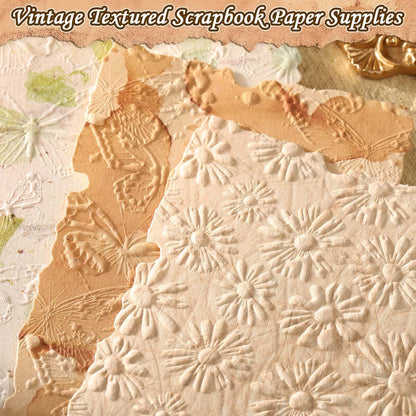 226 Sheets Textured Scrapbook Paper Kit with Photo Tapes, Vintage Scrapbooking Supplies Craft Paper for Junk Journal Supplies Planner Mixed Collage Materials Embellishments