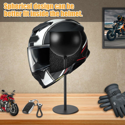 2 Pack Aluminum Motorcycle Helmet Stand, Desktop Helmet Display Holder with Stable Base for Helmets, Caps, Hats, Wigs, Motorcycle Helmet Accessories
