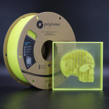 Polymaker PolyLite Luminous PLA Filament, Luminous Yellow 1.75mm 3D Printing PLA Filament 1kg, Dimensional Accuracy +/- 0.03mm, Compatible with Most 3D Printer