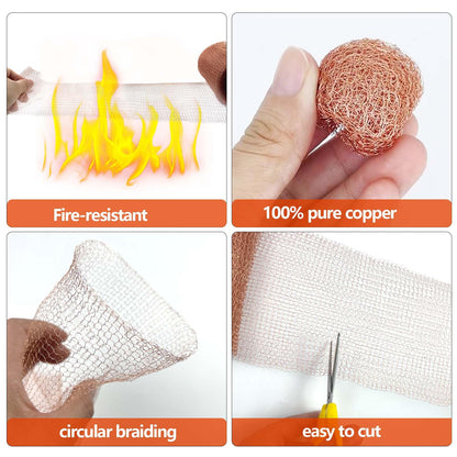 Copper Mesh,5" X 33 Feet(10m/270g),100% Pure Copper Mesh Roll Knit Copper Mesh,Gap Blocker for Building Hole,Protect Saplings&Seeds,Barbecue Grill Clean,Fill Fabric DIY