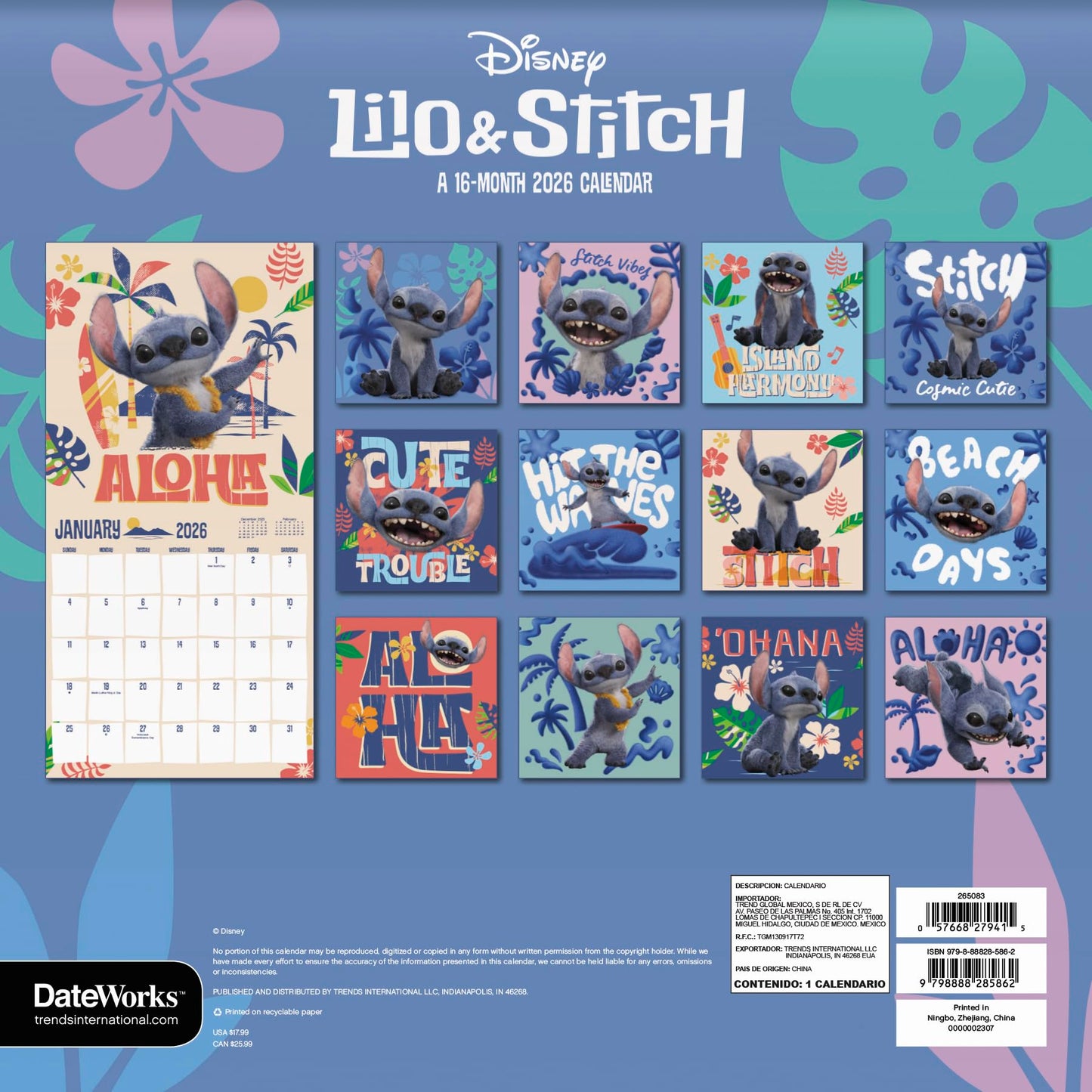 2026 Lilo and Stitch Live Action Wall Calendar