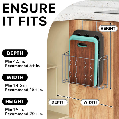 Simple Houseware 2-Pack Over the Door Cabinet Organizer, Wall Mount Wire Basket Rack for Foil, Plastic Wrap, Cutting Boards, and Cupboard Storage, Silver