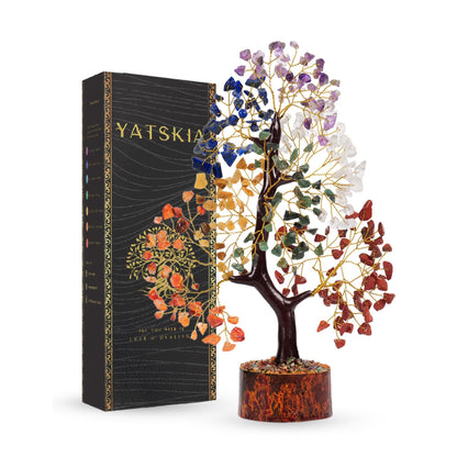 Yatskia 7 Chakra Tree - Crystal Tree of Life - Crystals and Healing Stones - Gifts for Women - Home Decor - Healing Crystals Room Decor - Housewarming Gifts - Spiritual Gift