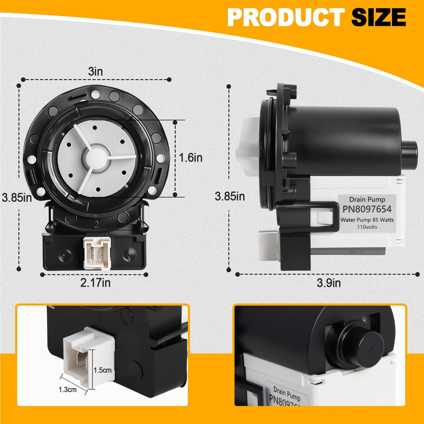 DC31-00054A Washer Drain Pump for Samsung Kenmore Washing Machine Replaces 62902090, AP4202690,1534541, PS4204638, DC31-00016A