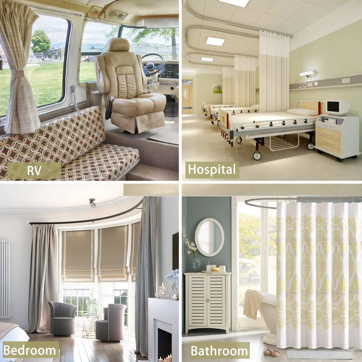 Trimold Premium Ceiling Curtain Track System, Flexible and Durable Design for Effortless Gliding, Ideal for Shower Window RV Room Dividers, Privacy and Home Décor