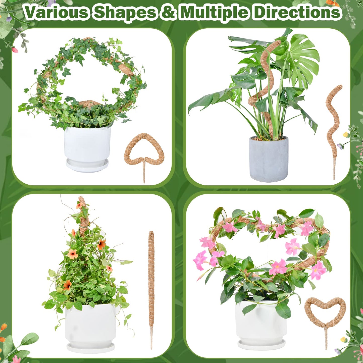 Bendable Moss Pole for Plants, SproutMaven 2 x 48 Inch Monstera Plant Stakes for Climbing Plants