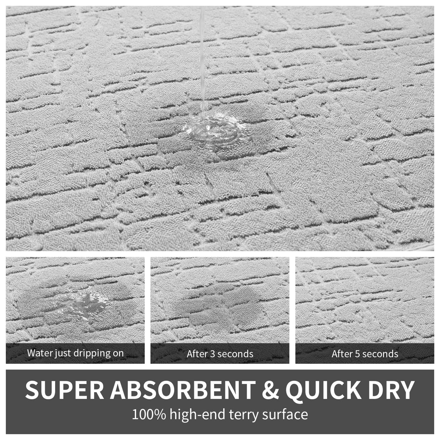 TCHDIO Bath Mat Super Absorbent-Quick Dry Bathroom Mat-Extra Soft Machine Washable Bath Mats for Bathroom-Thin Bathroom Rug Fit Under Door-Rubber Backing Bath Mat Non Slip in Front of Shower,Bathtub