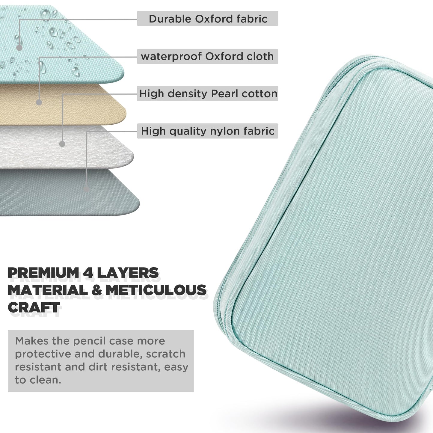 Zannaki Big Capacity Storage Pouch Marker Pen Pencil Case Simple Stationery Bag Holder for Bullet Journal Middle High School Office College Student Girl Women Adult Teen (Mintgreen)