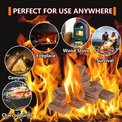 Bbcuepro All Natural Charcoal Fire Starters - 144 PCS Cubes Lightning Fast Lighters for Barbecue Grill, BBQ Charcoal, Campfire, Fireplace, Wood Stove, Smoker and More