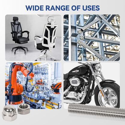 Arwnnklo 12 Pcs 304 Stainless Steel M4 Fully Threaded Rod,12"(305mm) Long Threaded Rod,Right Hand Threads，with Nuts