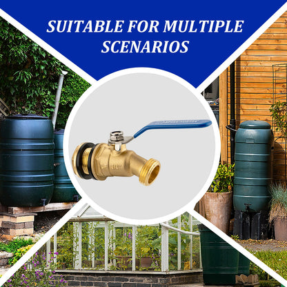 Brass Rain Barrel Spigot Kit 3/4" GHT Brass Water Container Rain Barrel Faucets Lead-Free Spigot for Garden Hose Thread Connection 55 Gallon Water Tank Faucet