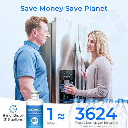 Waterdrop DA97-17376B Replacement for Samsung HAF-Qin/EXP, DA97-08006C, RF28R7201SR, RF28R7351SG, WD-F45, Refrigerator Water Filter, 3 Filters
