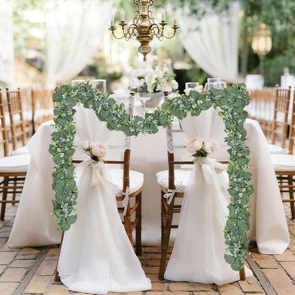 SOMYTING Eucalyptus Garlands, 2 Pack 5.7ft Long Artificial Mixed Eucalyptus Leaves Vine Greenery Garland Hanging Plants for Farmhouse Table Centerpiece Mantel Wedding Arch Backdrop Decor