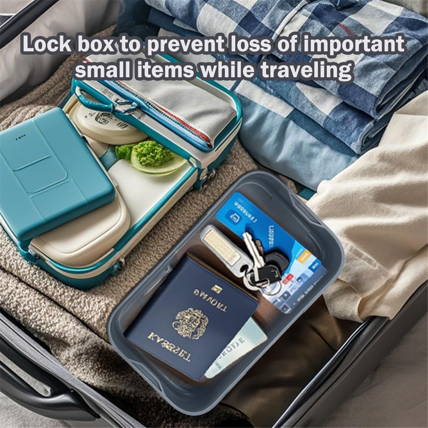 Small Lock Box with Code for Snacks, Medicine, Mobile Phone Storage, Phone Lock Box Video Games,Social Media,Snacks Cravings,Self-Control Lockable Storage Box, Phone Locker Locking Container.Blue
