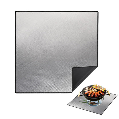 40" Square Fire Pit Mat Grill Mat,DocSafe Fireproof Mat 3 Layers Fire Pit Pad for Deck Patio Grass Outdoor Wood Burning Fire Pit and BBQ Smoker,Easy to Clean,Black & Silver