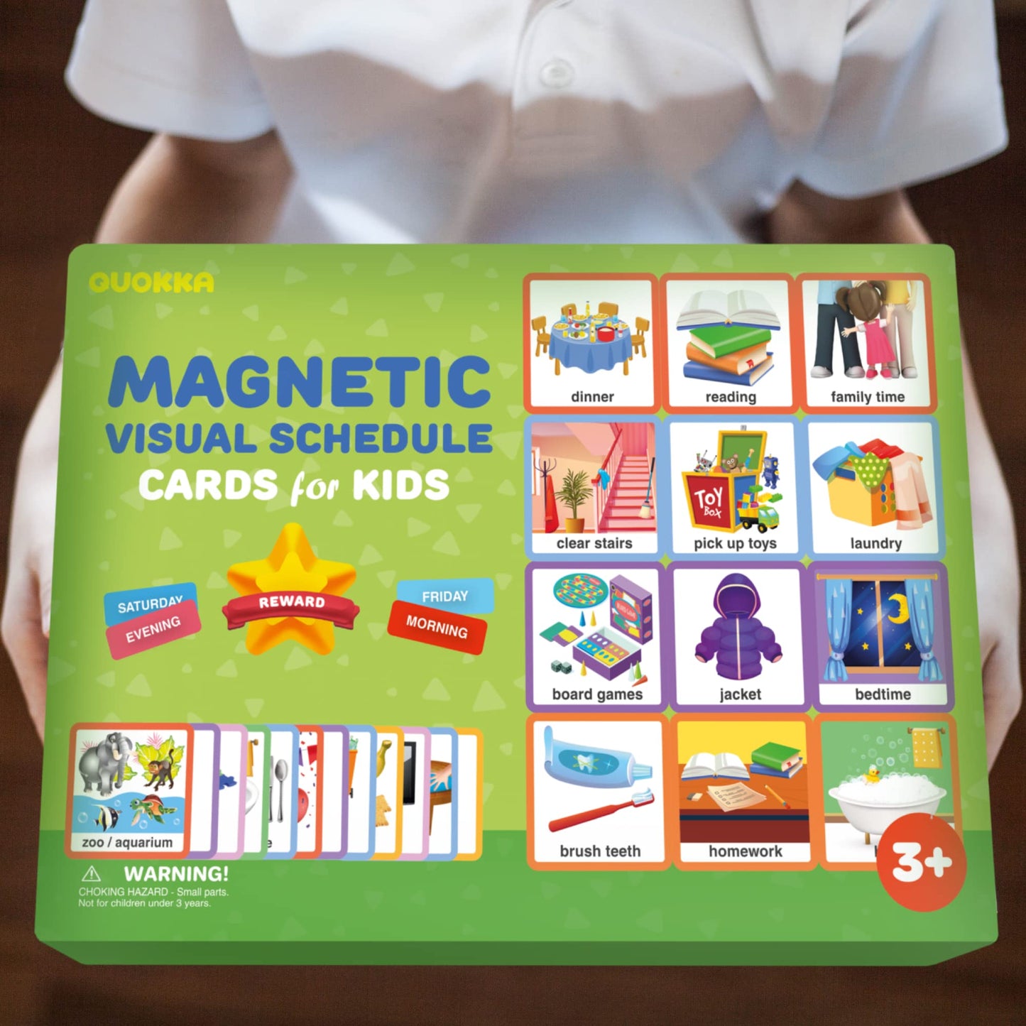 QUOKKA 95 Reward Chore Chart Cards for Multiple Kids - Toys for Autistic Children Age 5-7 ADHD Tools - Kids Autism Behavior Visual Schedule - Routine Responsibility Board Autism Learning Materials