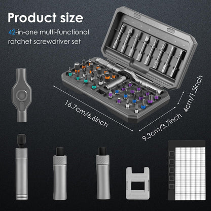 42 in 1 Magnetic Screwdriver Set,Ratchet Screwdrivers Kit with 40PCS Magnetic Bits&Detachable Ratchet Handle,Multi Bit Magnet Screw Drive,Household Wrench Screwdriver Tool Combination Set (42 in 1)