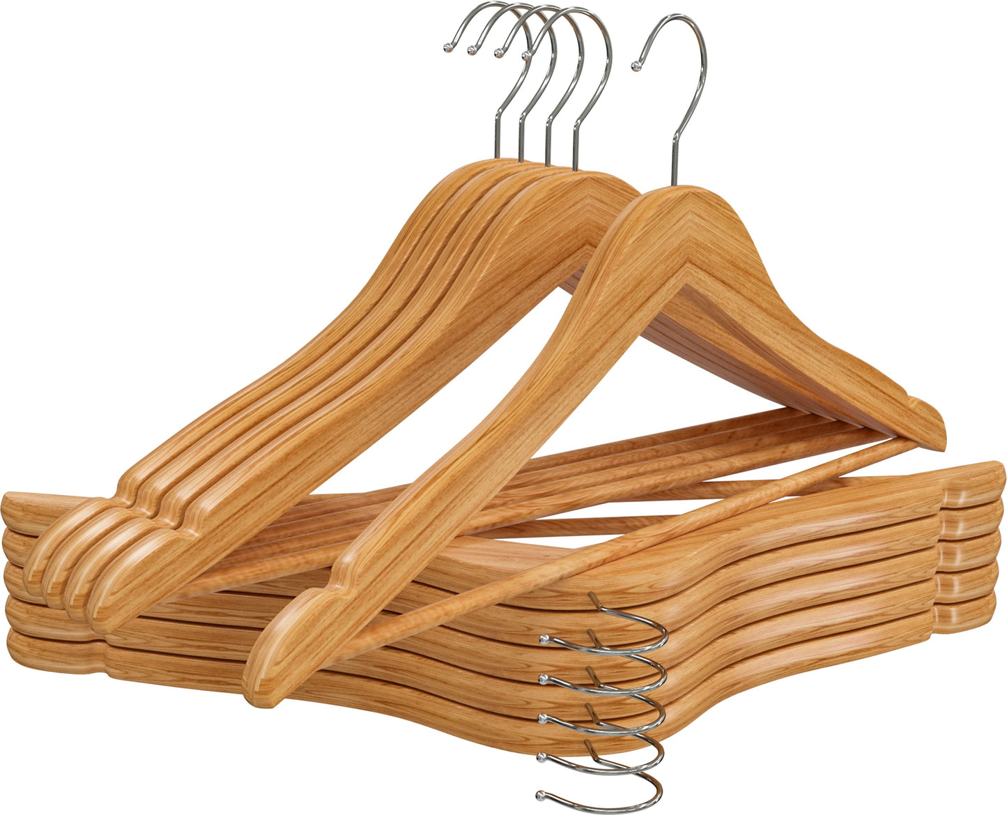 Utopia Home Pack of 20 Non-Slip Premium Wooden Hangers - 360 Degree Rotatable Hook - Durable & Slim - Shoulder Grooves - Lightweight Hangers for Coats, Suits, Pants and Jackets - Natural Finish