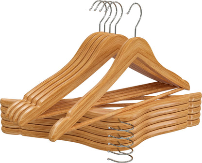 Utopia Home Pack of 20 Non-Slip Premium Wooden Hangers - 360 Degree Rotatable Hook - Durable & Slim - Shoulder Grooves - Lightweight Hangers for Coats, Suits, Pants and Jackets - Natural Finish