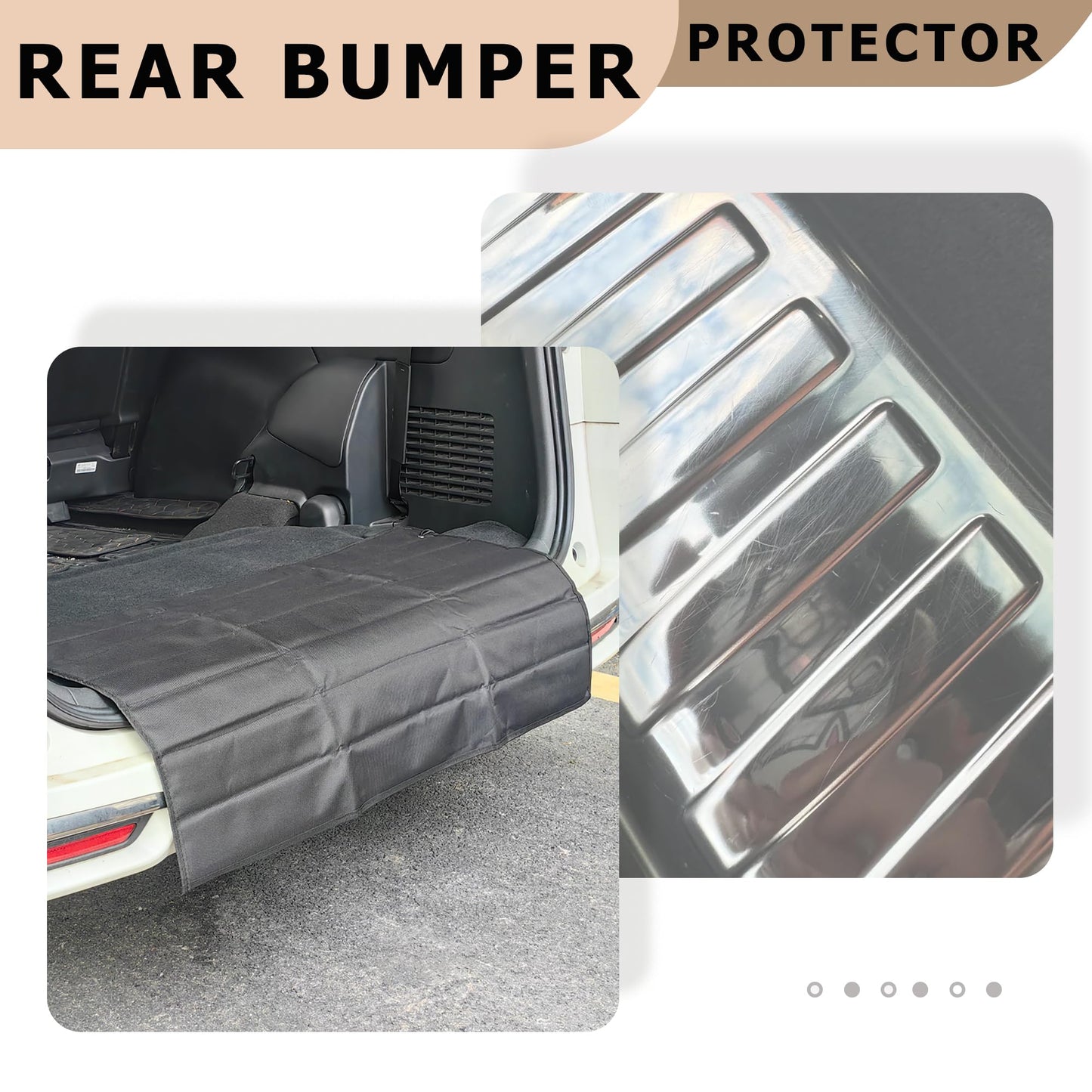 Rear Bumper Protector Mat for Car, Bumper Guard Cover, Dog Cargo Mat Prevent Scratches, Foldable Non-Slip Trunk Mats for Cars, SUV, Pickup Trucks and Floor (Black)
