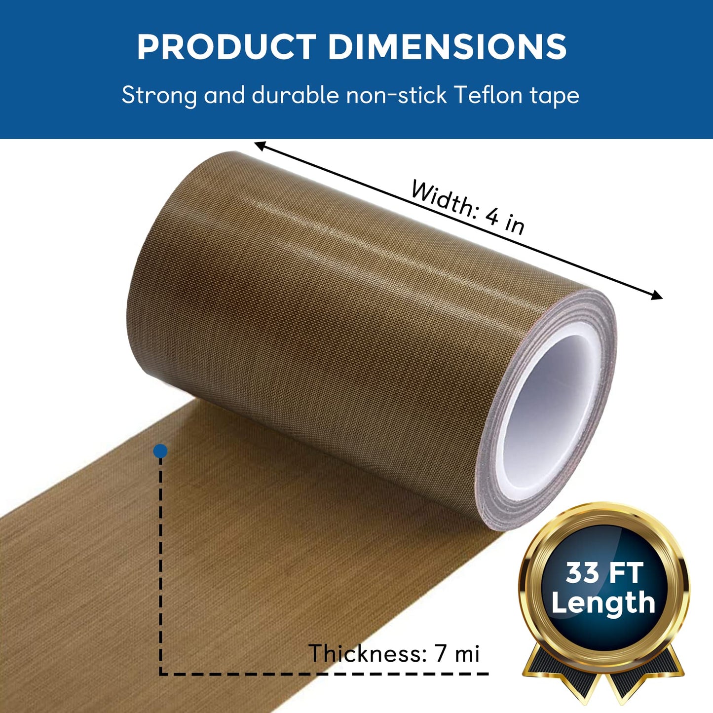 Teflon Fabric Tape, 4 Inch 30 Feet PTFE Tape for Vacuum Sealer Machine, Hand Impulse Sealers Insulation PTFE Coated Fiberglass Adhesive Tape Compatible with FoodSaver Seal A Meal Weston Cabella