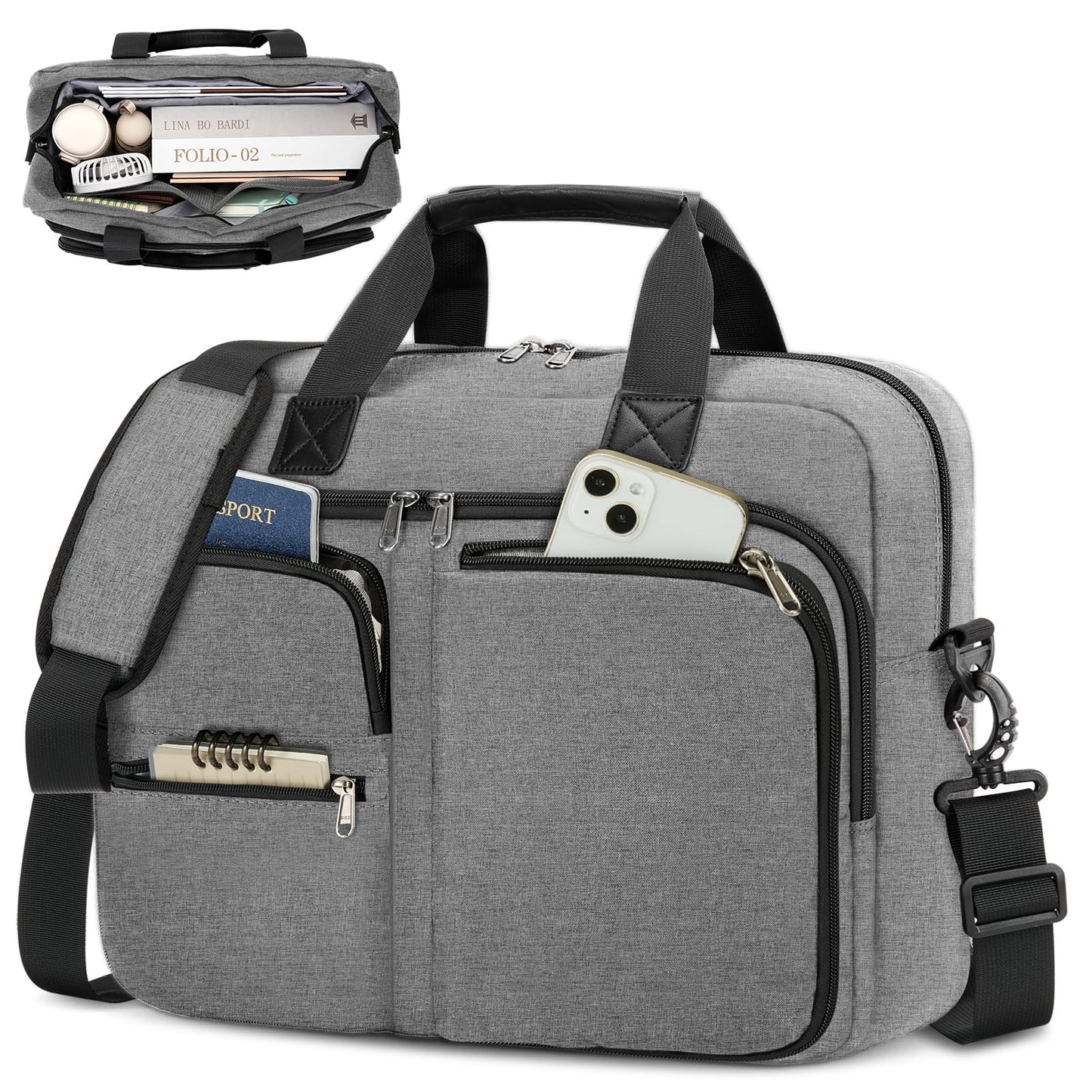 RAINSMORE Laptop Bag for Men 15.6 17.3 Inch Waterproof Laptop Bag Large Professional Messenger Bag for Business Travel Work