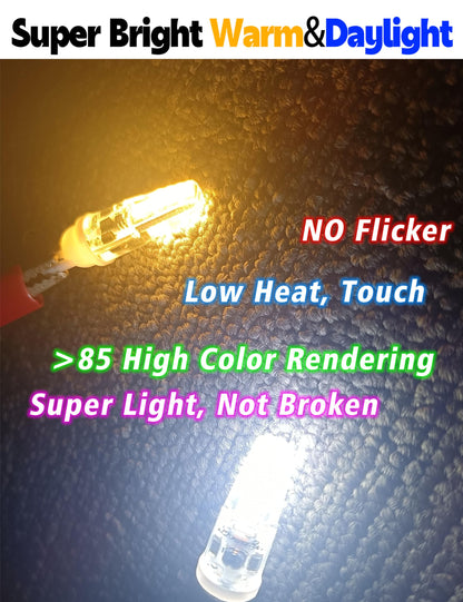 T5 T10 Wedge Base LED Landscape Bulbs 12V Low Voltage 2W 300lm, DC10-30V/AC12-24V 2700K Warm White for Outdoor Landscape Path Deck RV Camper Lights, 10 Pack