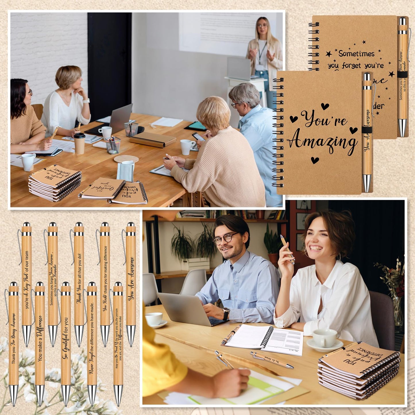 10 Set Employee Appreciation Gifts Thank You Gifts for Colleagues Inspirational Notebook with Motivational Ballpoint Pen Mini Spiral Notepads Inspirational Gift for Employee Coworker Teacher Team