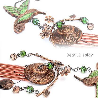 Wind Chimes - Green Hummingbird Wind Chimes for Outside Deep Tone 34 inches 5 Aluminum Tubes, Birthday, Mother's Day, Hummingbird Gifts for Mom, Grandma, Decorations for Home, Garden, Patio, Backyard