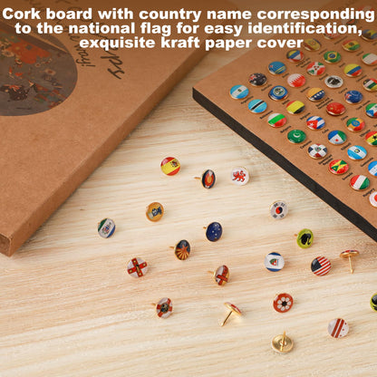 291pcs National Flag Thumb Tacks, Creative Country Flag Push Pins with Cork Board Push Pins for Map Travel Map Tacks for Bulletin Boards Soft Boards Offices Homes