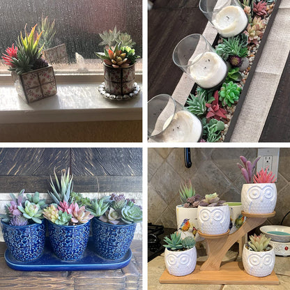CEWOR 20pcs Artificial Flocked Succulents Mini Fake Succulent Plants Faux Premium Decor for DIY Crafting Home Floral Wall Garden Arrangement Office Decoration (Unpotted)