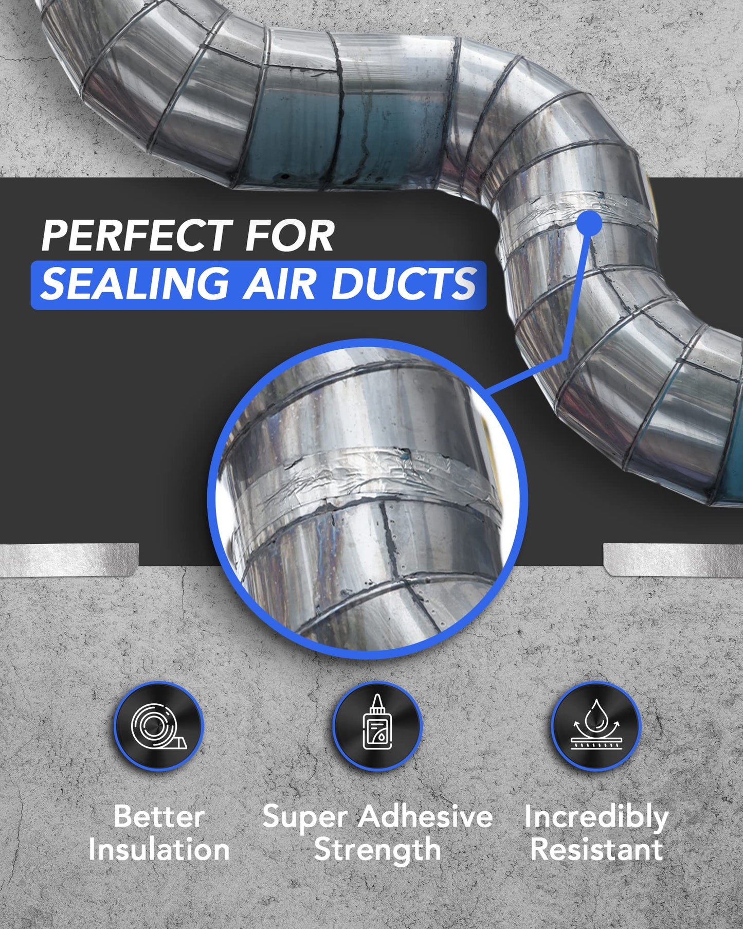Tape Plus Professional Grade Aluminum Foil Tape - 2 Inch by 210 Feet (70 Yards) - Perfect for HVAC, Sealing & Patching Hot & Cold Air Ducts, Metal Repair, and Much More