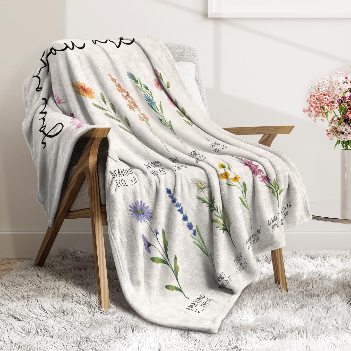 Afterprints Christian Gifts for Women, Christian Blanket with Flowers, Birthday Gifts for Women, Inspirational, Religious Gifts for Sister, Friend, Daughter, Mom, Soft Throw Blankets 50'' x 60''