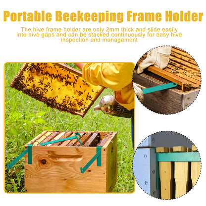 4 Pcs Bee Frame Holder, 5 Frame Capacity Painted Beekeeping Frame Support Bracket, Portable Beekeeping Frame Inspection Bracket Tool, Bee Boxes and Frames Starter Kit