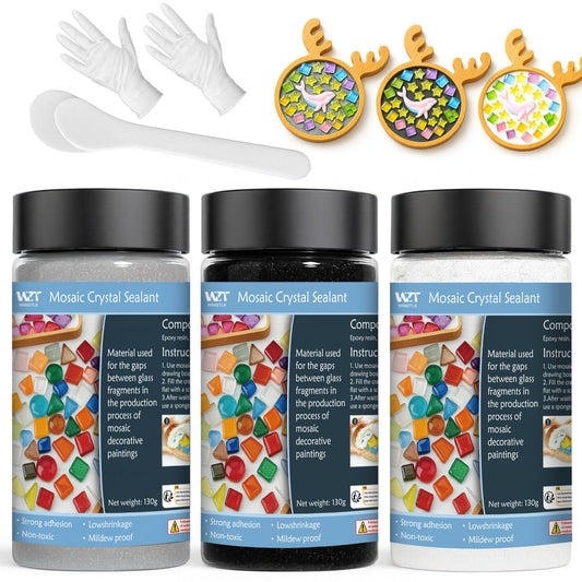 WAN2TLK Mosaic Crystal Grout Kit, Mosaic Tile Accessories, No Water Needed, Direct caulking, Essential for Handmade Grouting, Mosaic Crystal Sealant for All Tiles & Surfaces