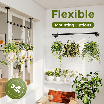 Bamworld Hanging Planters for Indoor Plants Plant Hanger Indoor Hanging Plant Rod 36.2in Window Plant Shelves Metal Rod Pot Not Included