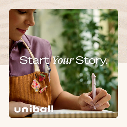 uniball Zento Liquid Gel Ink Retractable Pens, Medium Point (0.7mm), Boho Barrels, Black Ink, Dozen