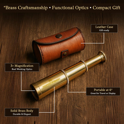 6 inches Solid Brass Handheld Telescope - Nautical Pirate Spy Glass