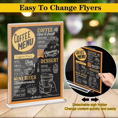 Aifanss Acrylic Sign Holder 8.5 x 11 - 6 Pack Plastic Sign Holder Vertical Standing Acrylic Paper Holder, Picture Frame Flyer Document Clear Display Stand for Table Top Office Hotel Store Restaurants