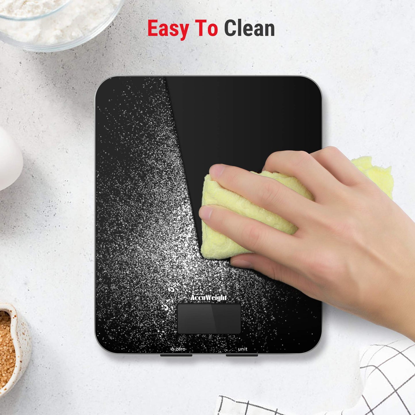 Accuweight 201B Digital Food Scale with Tempered Glass Surface, 5kg/11lb Kitchen Scale with LCD Display, 4 Units & 0.1oz/1g Precision Weight Scale for Baking Cooking Meal Prep