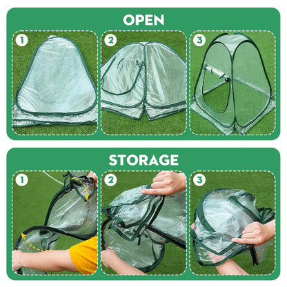 Storystore Mini Greenhouse, 27.5" x 27.5" x 31.5" PVC Pop Up Greenhouse with Nails, Small Green House Clear Portable Gardening Flower Plant Grow Tent for Outdoor Indoor