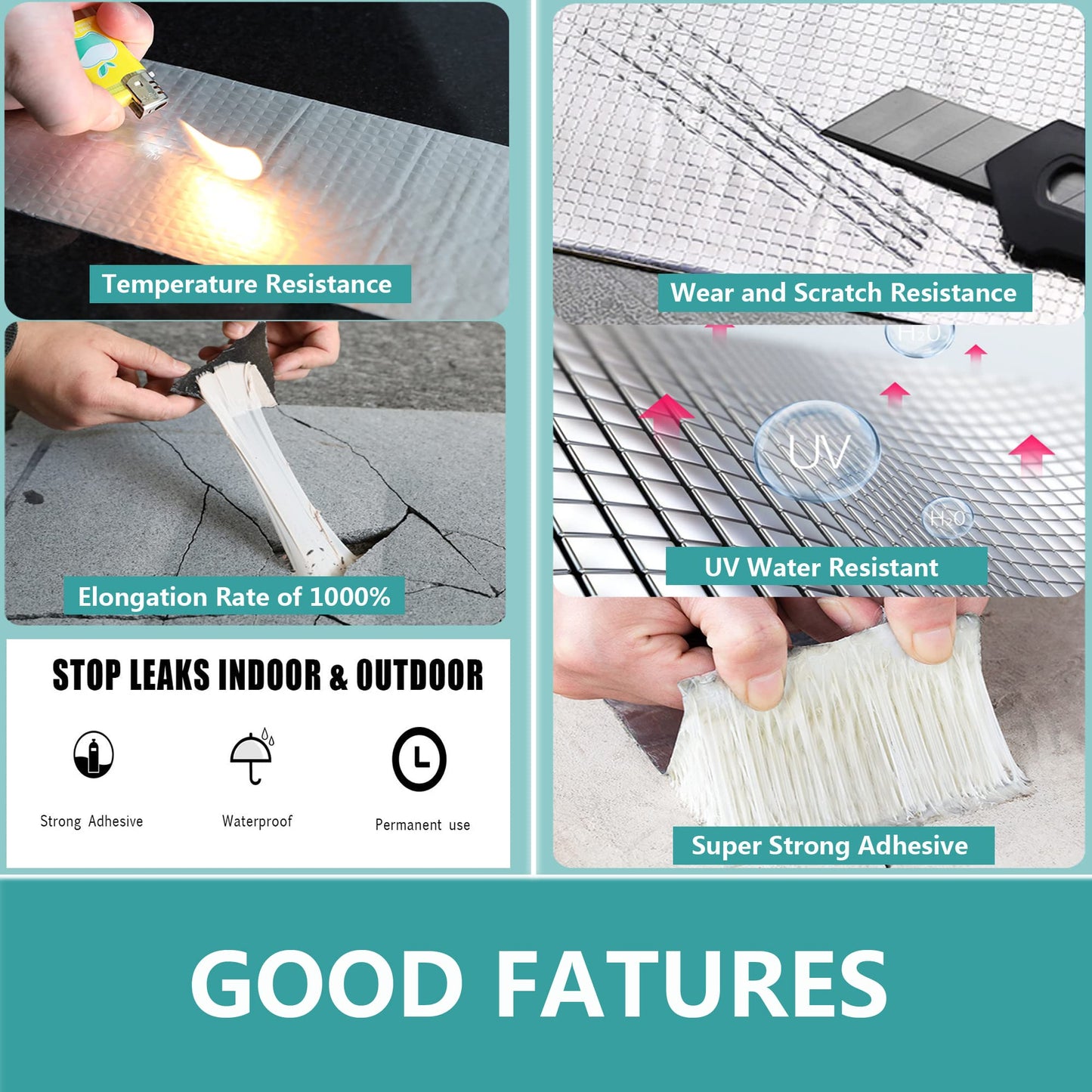 All-Purpose Super Waterproof Seal Repair Tape and Patch, Adhesive Butyl Tape with Aluminium Foil Perfect Sealing, 4 in by 16-1/2 FT