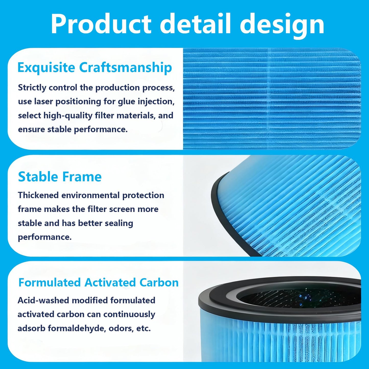 2 Pack AP0601 Replacement Filters Compatible with AIRTOK AP0601 Air Purifier,4-in-1 H13 True HEPA Filters, High-Efficiency Activated Carbon Filter, Part # AP0601-RF.