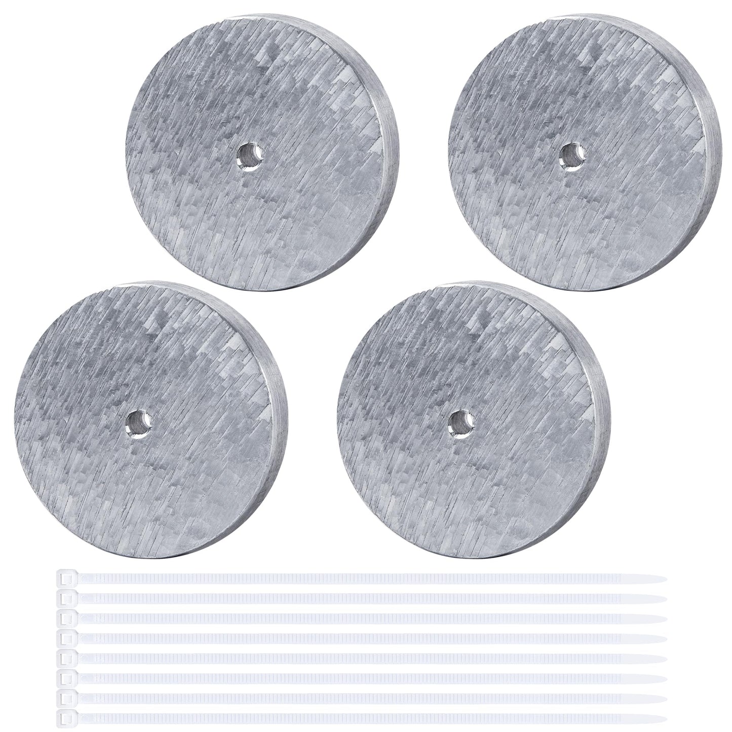 DECOHS 4 Pack Zinc Anode Plate- Zinc Anode Weight- Anti Electrolysis Sacrificial Anode with 8 Plastic Ties for Salt System Swimming Pools Against Corrosion and Electrolysis