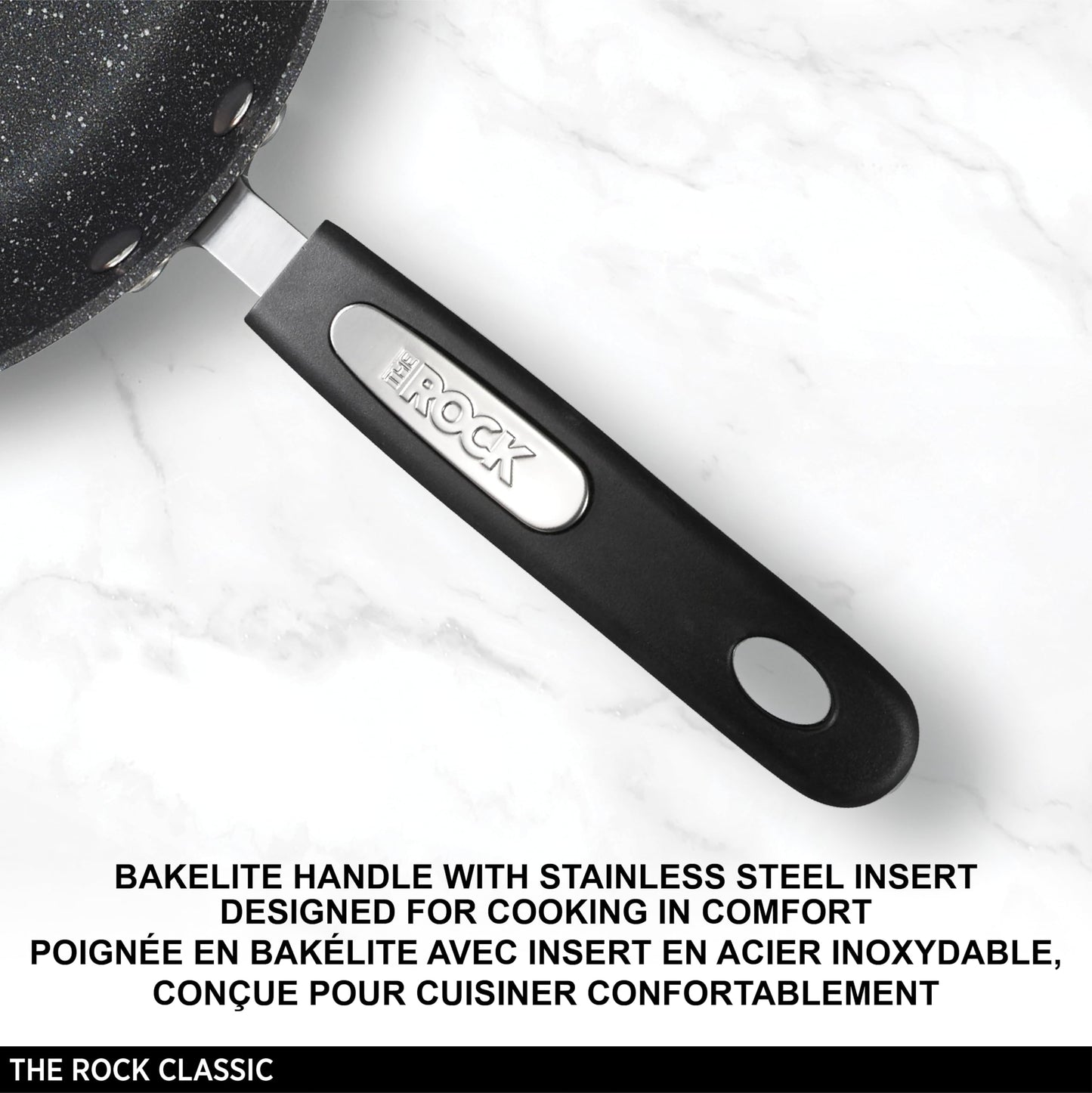 Starfrit The Rock 2.8L (3Qt) Non-Stick Saucepan - Durable Forged Aluminum - Oven Safe - PFOA Free - Easy to Clean - Black