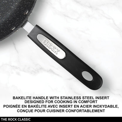 Starfrit The Rock 2.8L (3Qt) Non-Stick Saucepan - Durable Forged Aluminum - Oven Safe - PFOA Free - Easy to Clean - Black