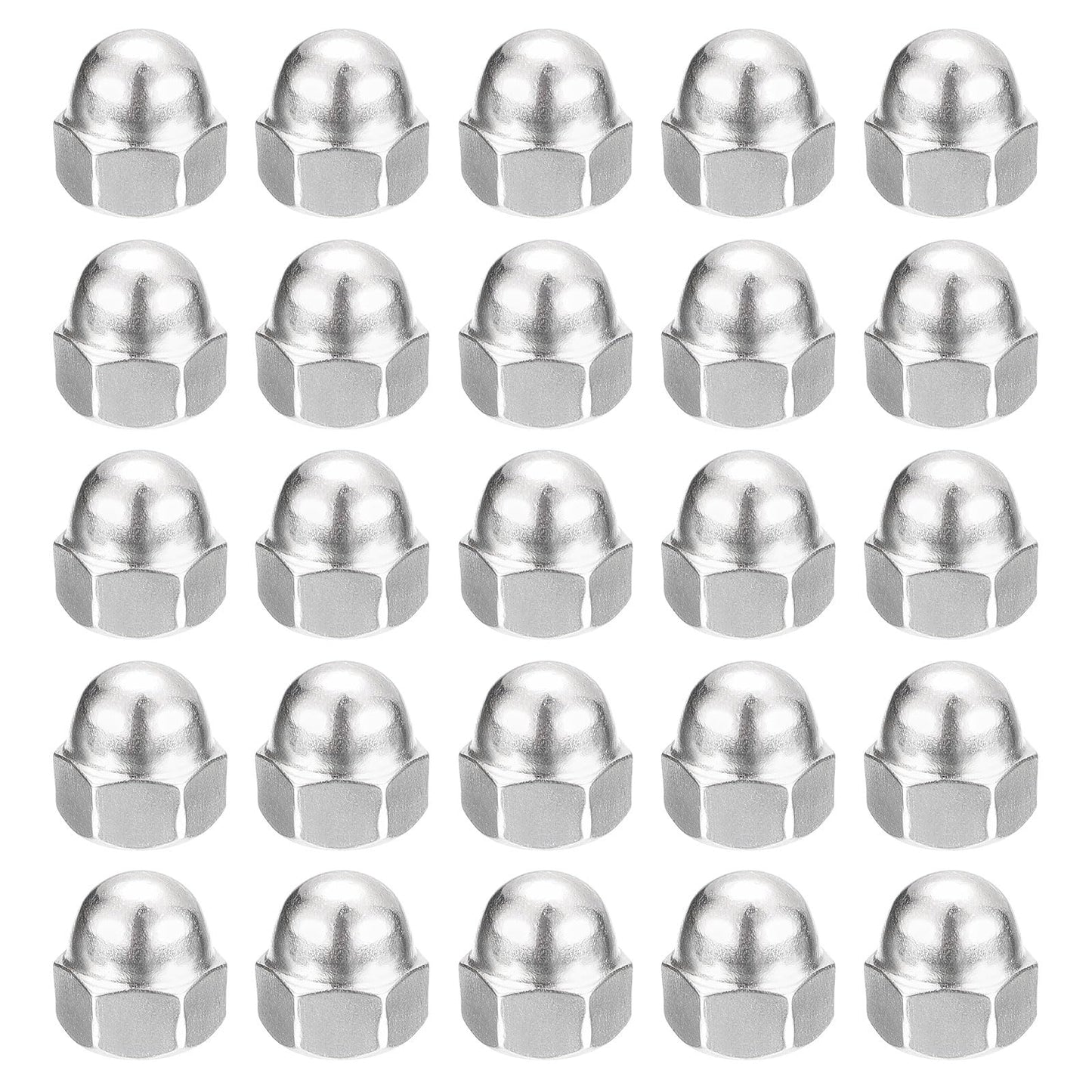 uxcell 1/4-20 Acorn Cap Nuts,50pcs - 304 Stainless Steel Hardware Nuts, Acorn Hex Cap Dome Head Nuts for Fasteners (Silver)